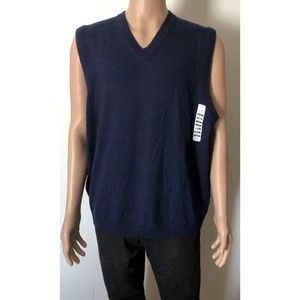 Turnbury Extra Fine Wool Biella Yarn Men's V-Neck Sweater Vest Blue Sz XL